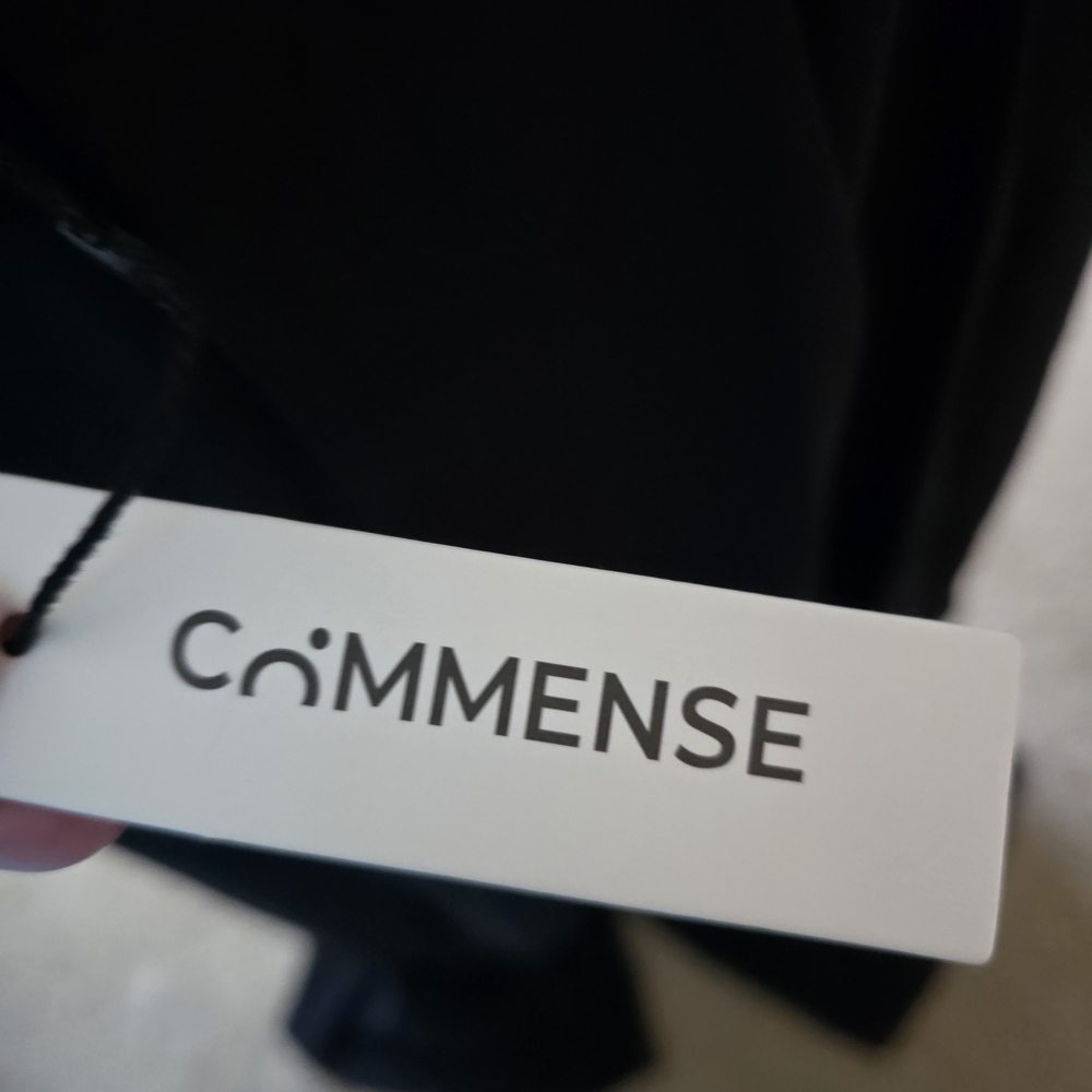 Commense Pleated Pants Black Wide Leg Trousers Slacks Minimalist SZ S NWT